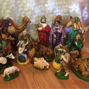 Colorful Nativity Scene Figurines Set